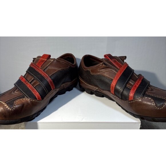 Robert Wayne Shoes Mens Size 7 Brown Leather Casual Sneakers Red & Black Straps - Picture 6 of 12